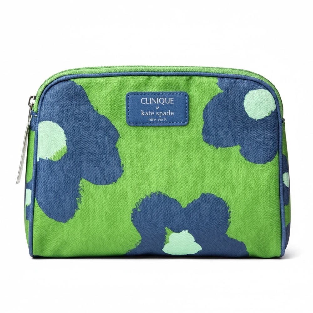 Kate Spade Green and Blue Floral Cosmetic Bag